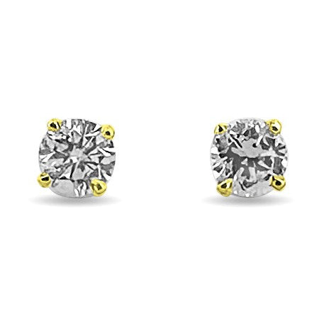 0.95ctw Round Brilliant Natural Diamond Stud Earrings in 14k Yellow Gold
