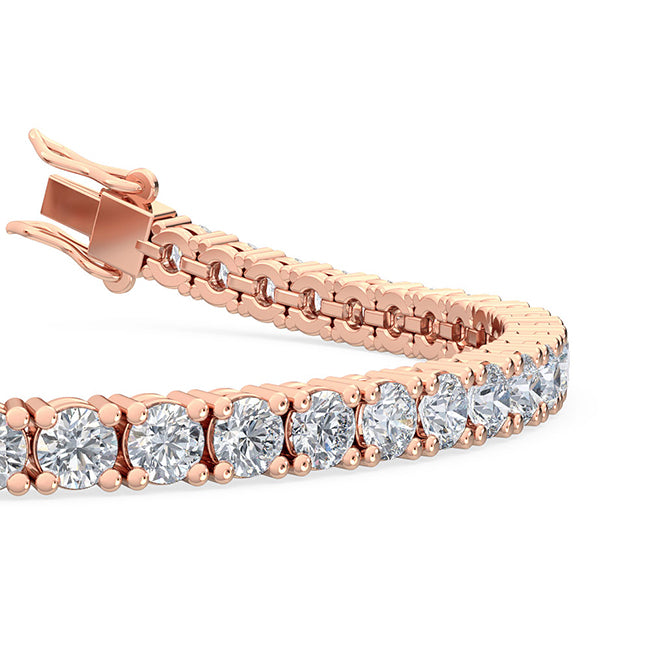 7.03ctw Round Brilliant Cut Lab-Grown Diamond Tennis Bracelet in 14k Rose Gold