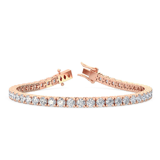 7.03ctw Round Brilliant Cut Lab-Grown Diamond Tennis Bracelet in 14k Rose Gold