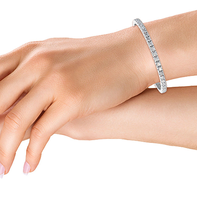 7.03ctw Round Brilliant Cut Lab-Grown Diamond Tennis Bracelet in 14k White Gold