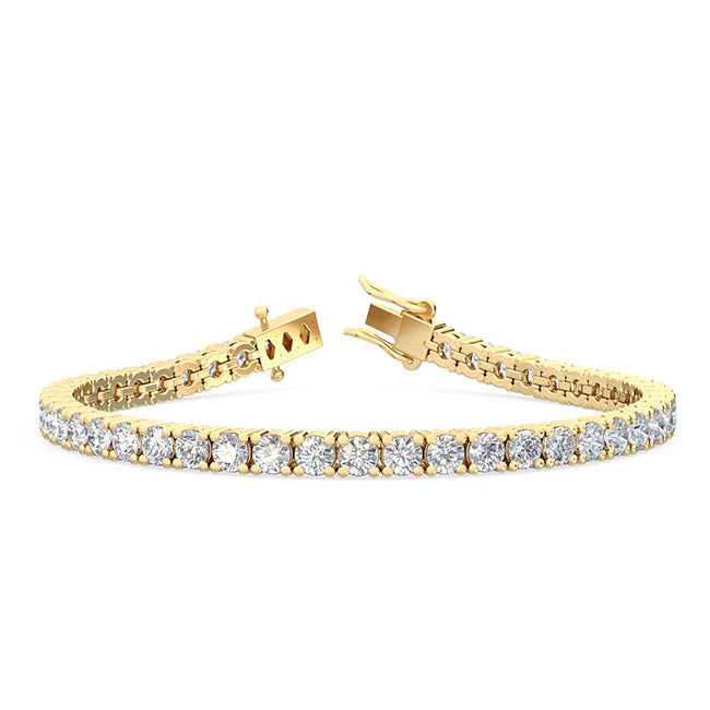 7.03ctw Round Brilliant Cut Lab-Grown Diamond Tennis Bracelet in 14k Yellow Gold