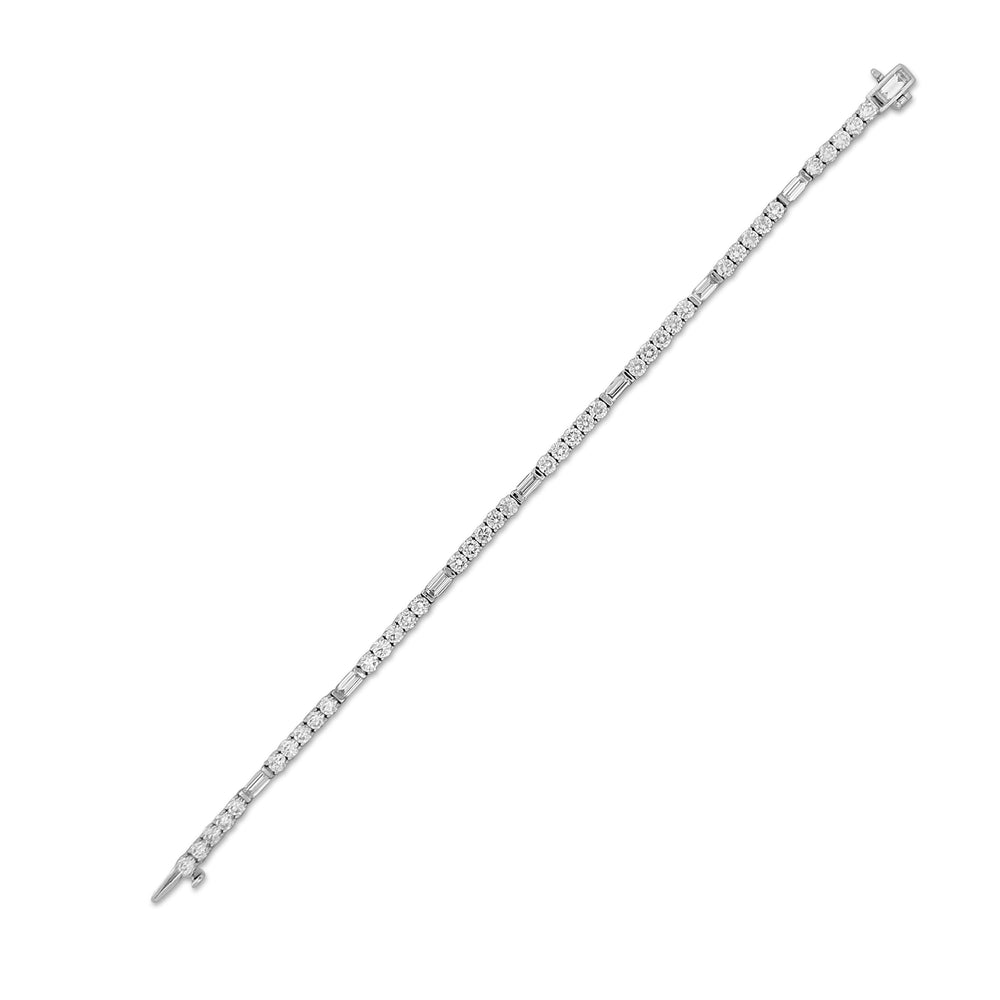 6.22ctw Round Brilliant and Emerald Cut Lab-Grown Diamond Tennis Bracelet in 14k White Gold