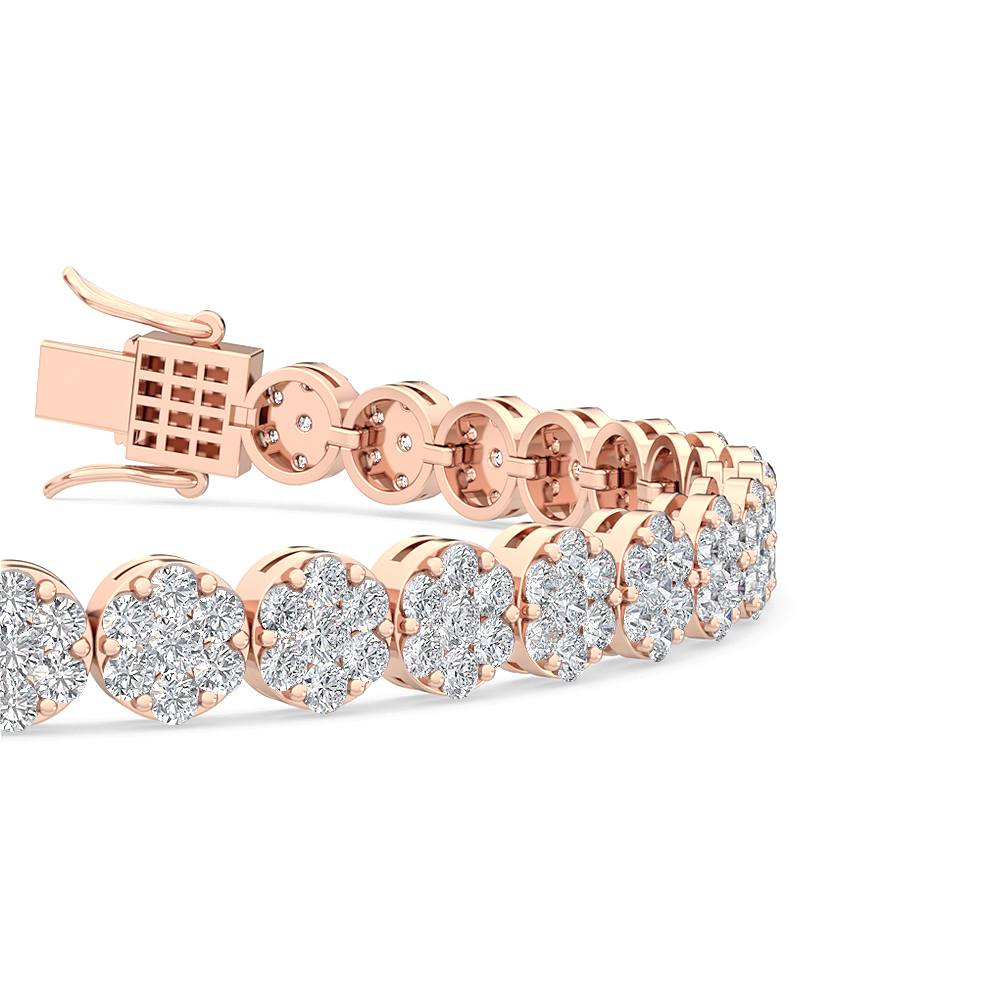 3.30ctw Round Brilliant Cut Lab-Grown Diamond Cluster Tennis Bracelet in 14k Rose Gold