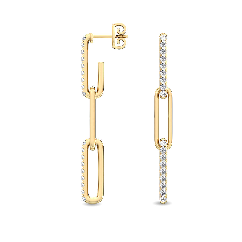0.32ctw Lab-Grown Diamond Loop Dangle Earrings in 14kt Yellow Gold