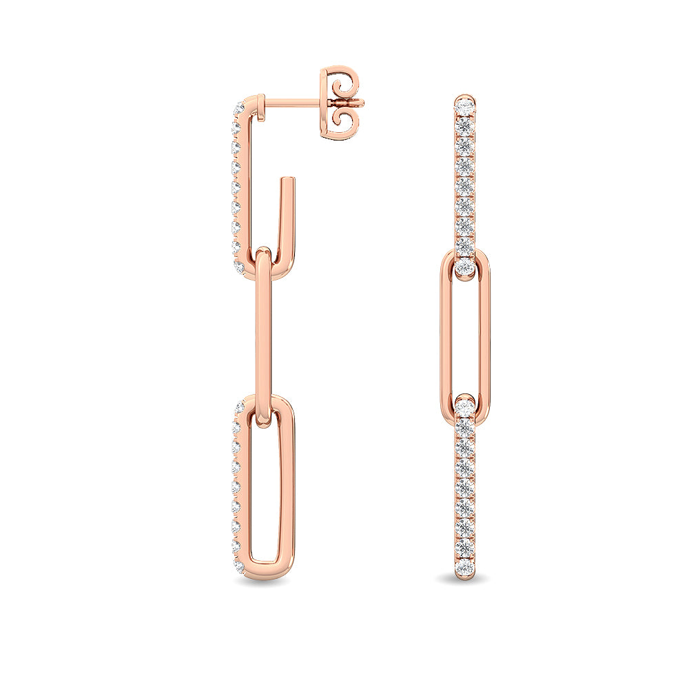 0.32ctw Lab-Grown Diamond Loop Dangle Earrings in 14kt Rose Gold