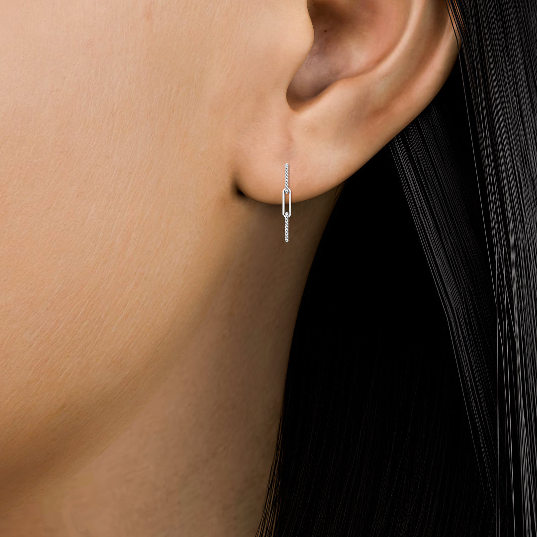 0.32ctw Lab-Grown Diamond Loop Dangle Earrings in 14kt White  Gold