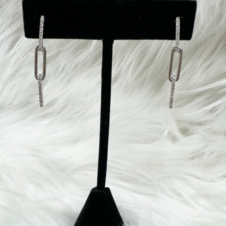 0.32ctw Lab-Grown Diamond Dangle Earrings in 14kt White Gold - Elite Fine Jewelers
