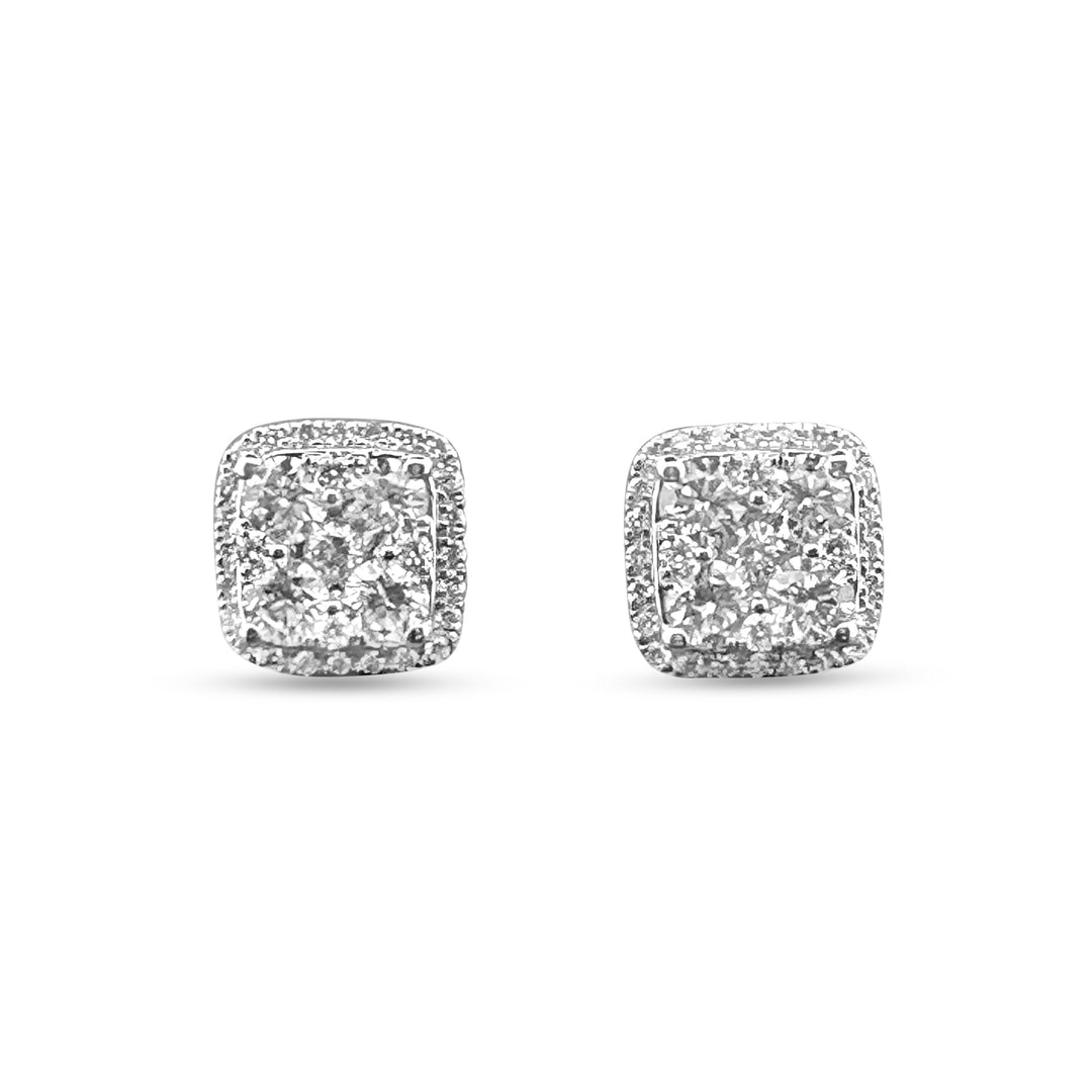 1.07ctw Round Brilliant Cluster Lab Grown Diamond Stud Earrings in 14k White Gold