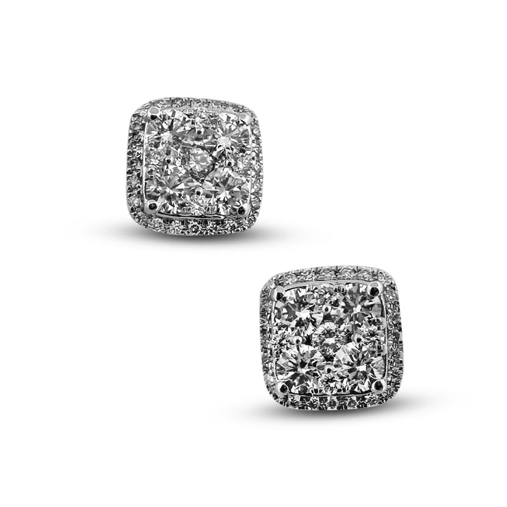 1.07ctw Round Brilliant Cluster Lab-Grown Diamond Stud Earrings in 14k White Gold