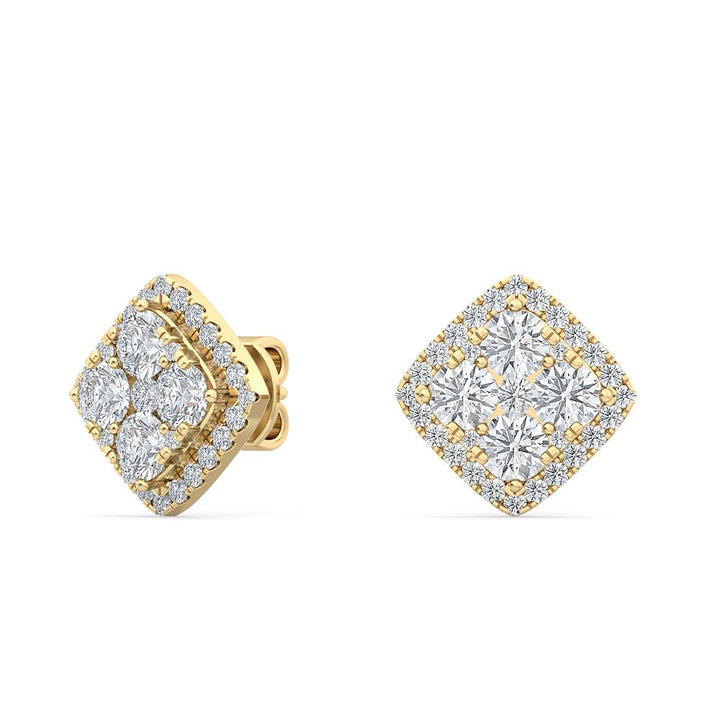 1.07ctw Round Brilliant Cluster Lab-Grown Diamond Stud Earrings in 14k Yellow Gold