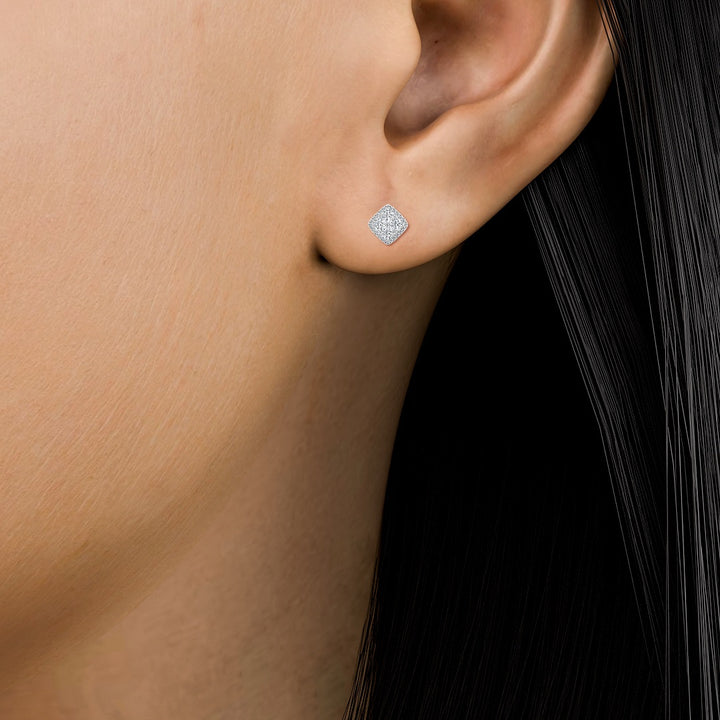1.07ctw Round Brilliant Cluster Lab-Grown Diamond Stud Earrings in 14k White Gold