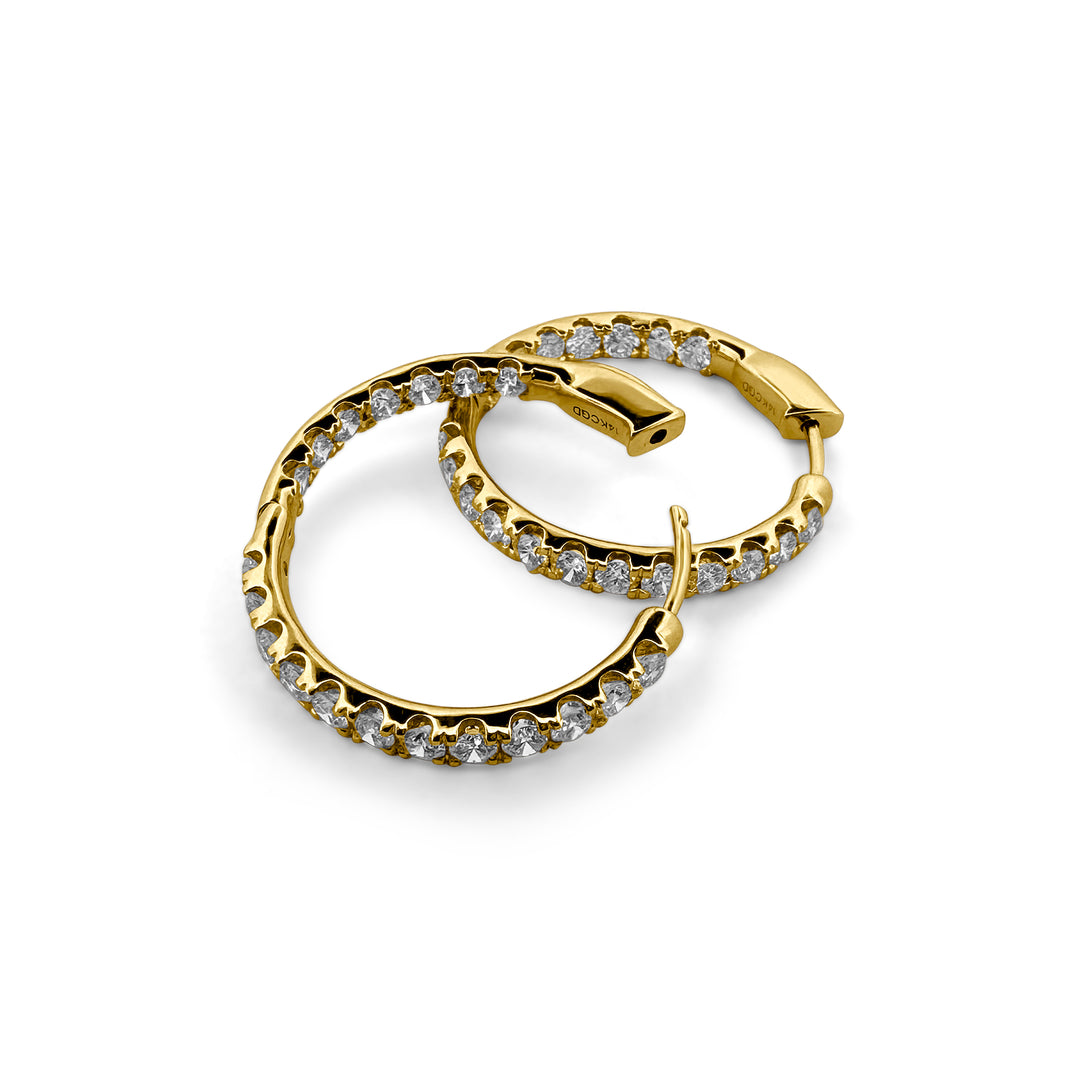 3.04ctw Lab Grown Diamond Inside-Out Hoop Earrings in 14kt Yellow Gold- locking backs detail