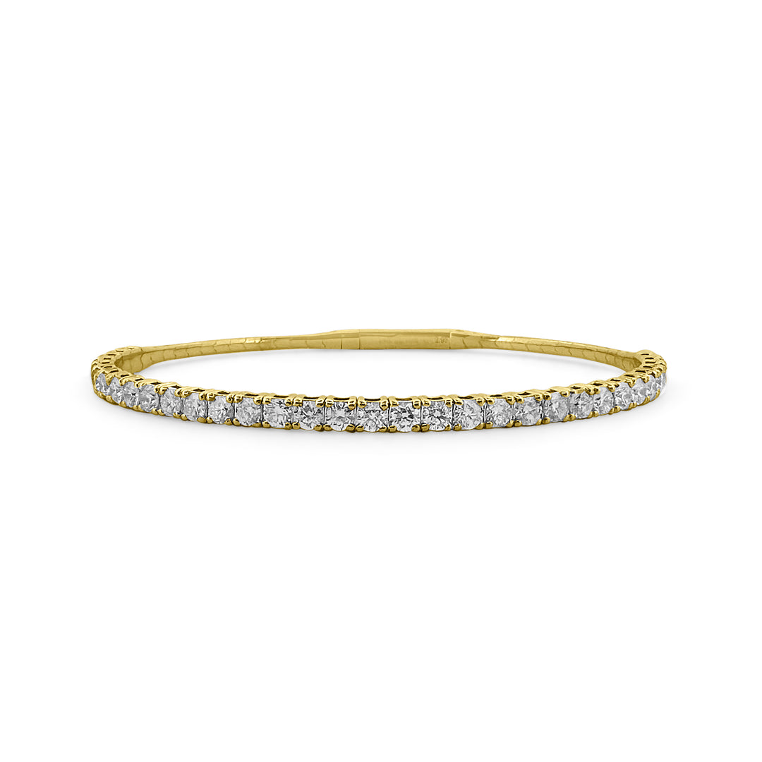 2.97ctw Round Brilliant Diamond Flex Bangle Bracelet in 14k Yellow Gold