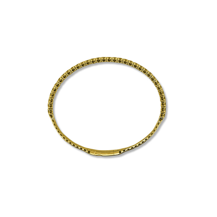 3ctw Round Brilliant Diamond Flex Bangle Bracelet in 14k Yellow Gold