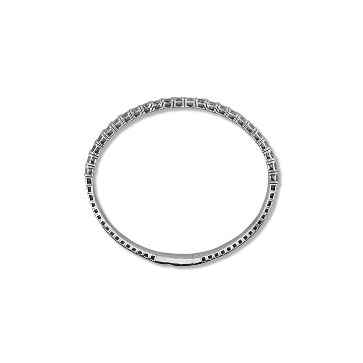 4ctw Round Brilliant Diamond Flex Bangle Bracelet in 14k White Gold