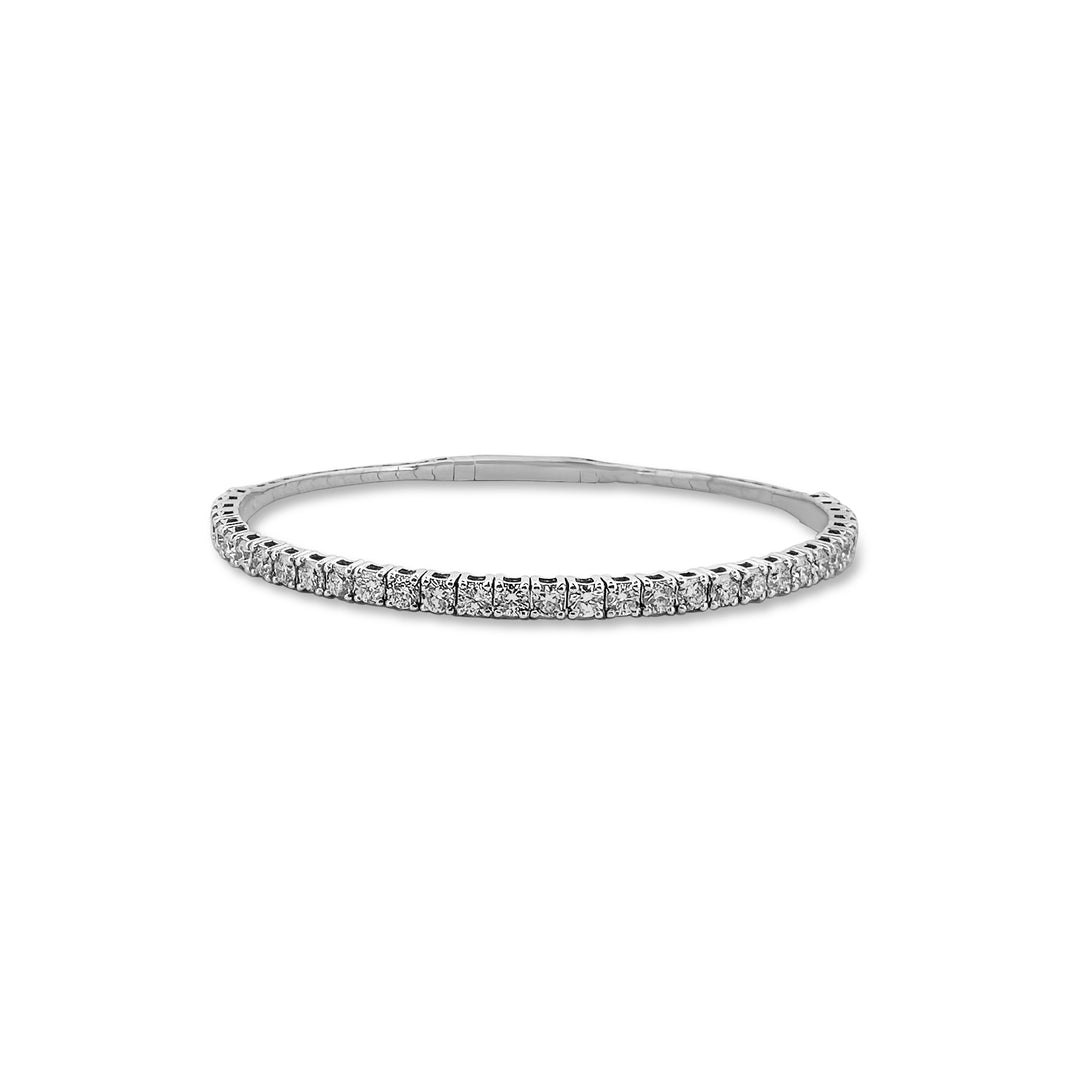 2.78ctw Round Brilliant Diamond Flex Bangle Bracelet in 14k White Gold