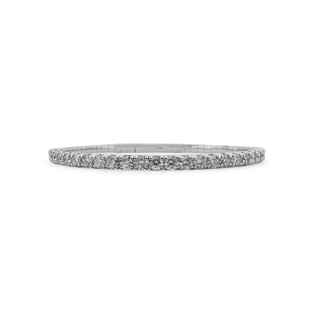 4.07ctw Round Brilliant Diamond Flex Bangle Bracelet in 14k White Gold