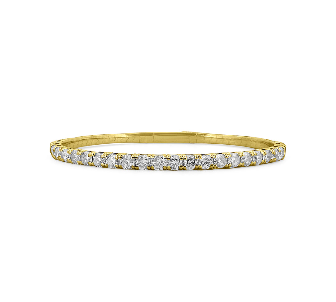 4.06ctw Round Brilliant Diamond Flex Bangle Bracelet in 14k Yellow Gold