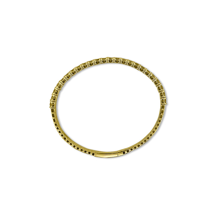 4.06ctw Round Brilliant Diamond Flex Bangle Bracelet in 14k Yellow Gold