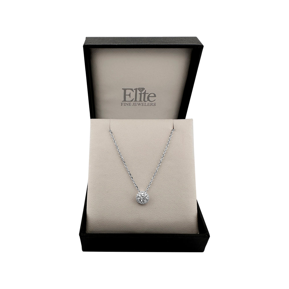 0.63ctw Round Brilliant Lab-Grown Halo Necklace in 14k White Gold