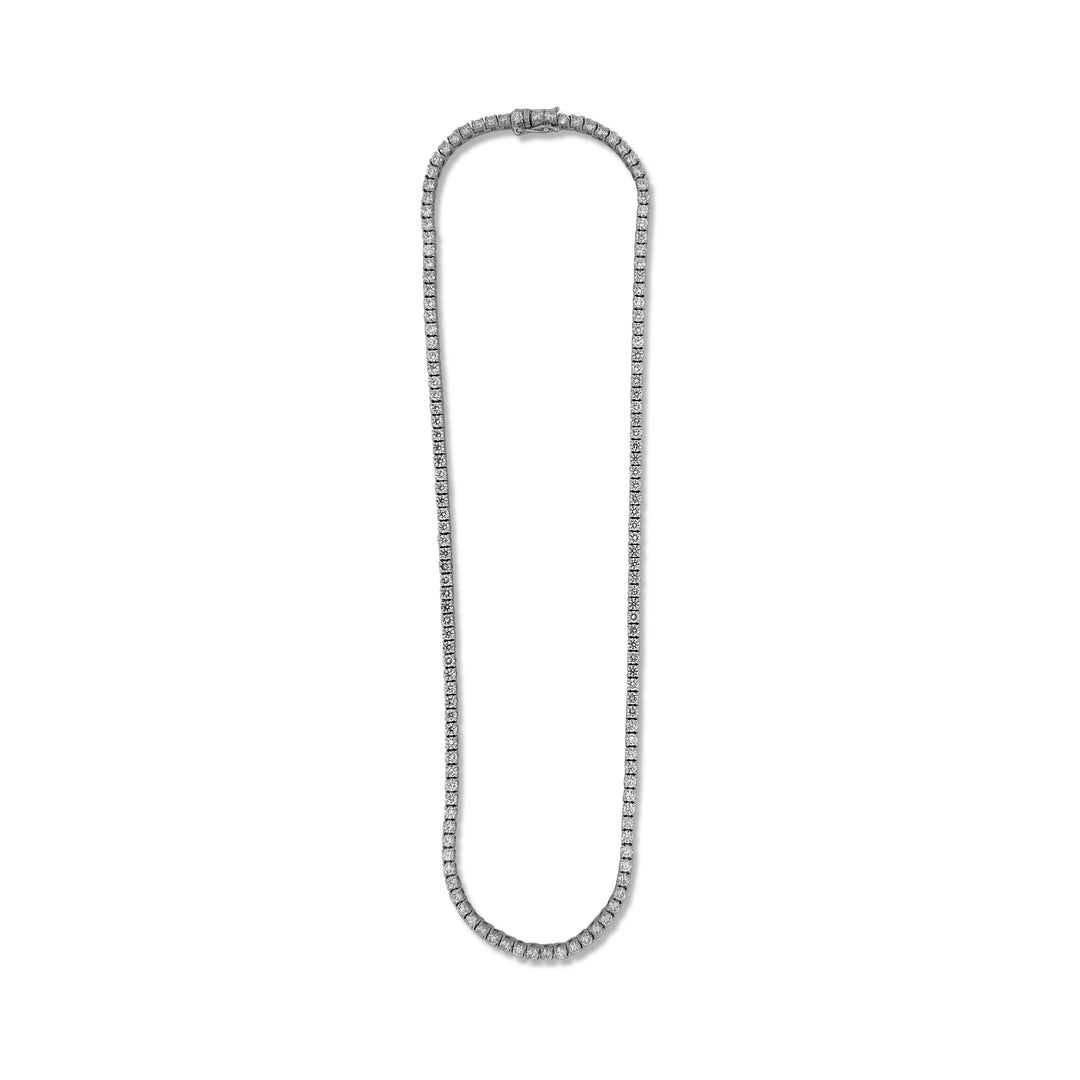 12.60ctw Round Brilliant Lab-Grown Diamond Tennis Necklace in 14k White Gold - Elite Fine Jewelers