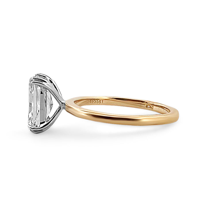  2.20cts Radiant Cut Lab-Grown Diamond Solitaire Engagement Ring in 14k Yellow and White Gold