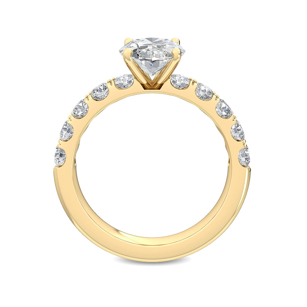 3.02ctw Oval with Round Brilliant Lab-Grown Diamond Engagement Ring in 14k Yellow Gold