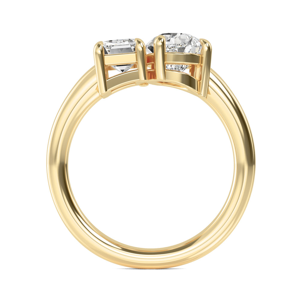 1.94ctw Pear & Emerald Lab-Grown Diamond Toi et Moi Engagement Ring in 14k Yellow Gold