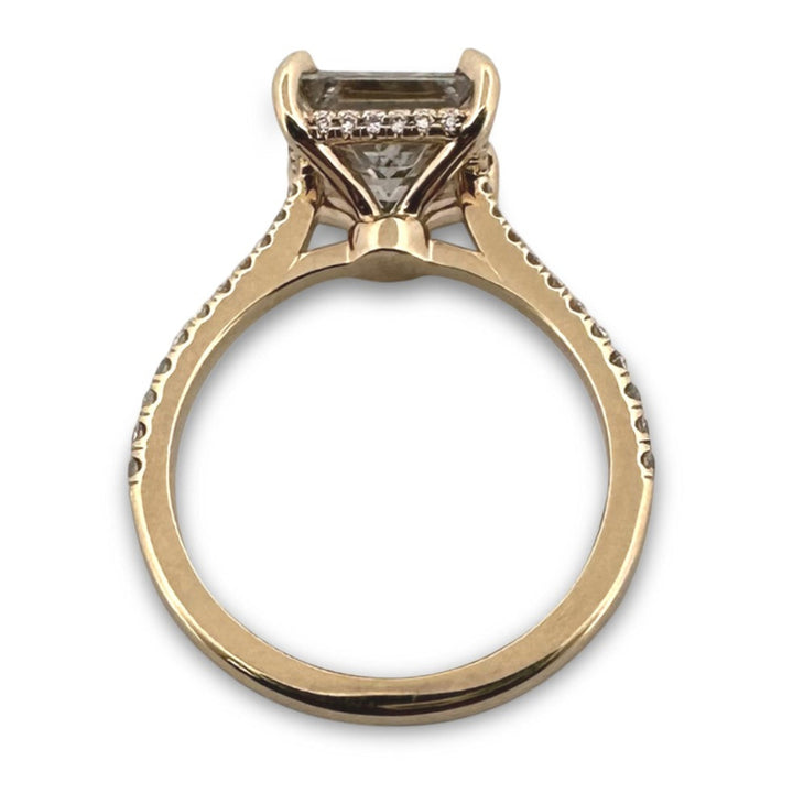 IGI Graded 3ct Princess Cut & Round Brilliant Lab-Grown Diamond Hidden Halo Engagement Ring in 14k Yellow Gold