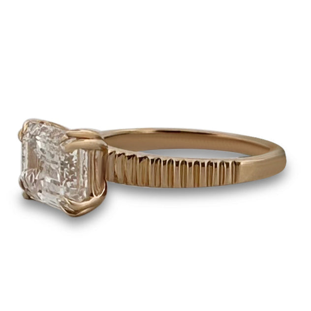 IGI Graded 4.11ct Emerald Cut Lab-Grown Diamond East-West Solitaire Engagement Ring 14k Yellow Gold