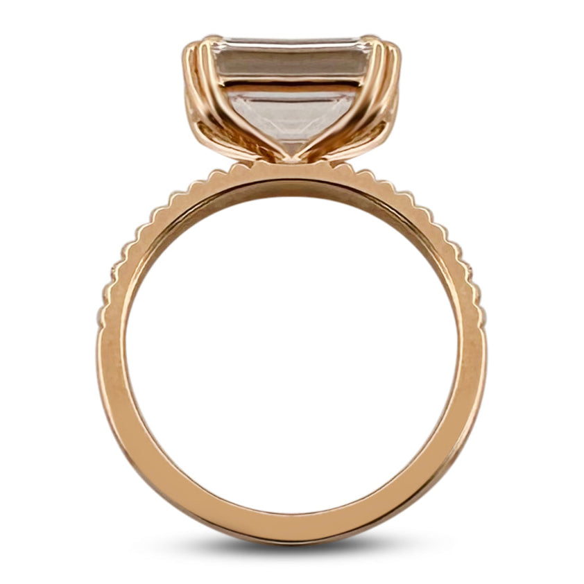 IGI Graded 4.11ct Emerald Cut Lab-Grown Diamond East-West Solitaire Engagement Ring 14k Yellow Gold