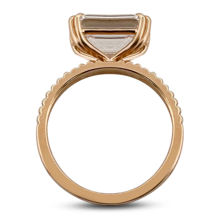 IGI Graded 4.11ct Emerald Cut Lab-Grown Diamond East-West Solitaire Engagement Ring 14k Yellow Gold