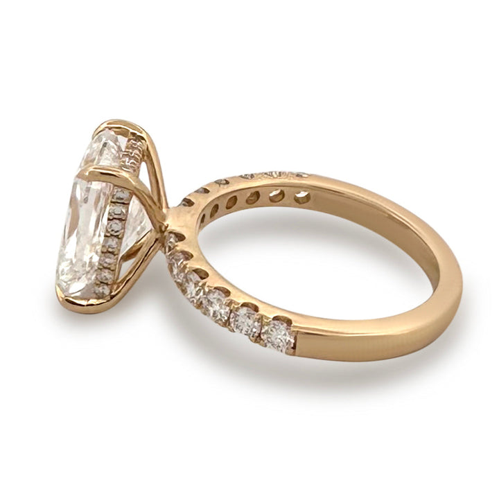 IGI Graded 4.06ct Radiant Cut Center with Hidden Halo Lab-Grown Diamond Engagement Ring in 14k Yellow Gold