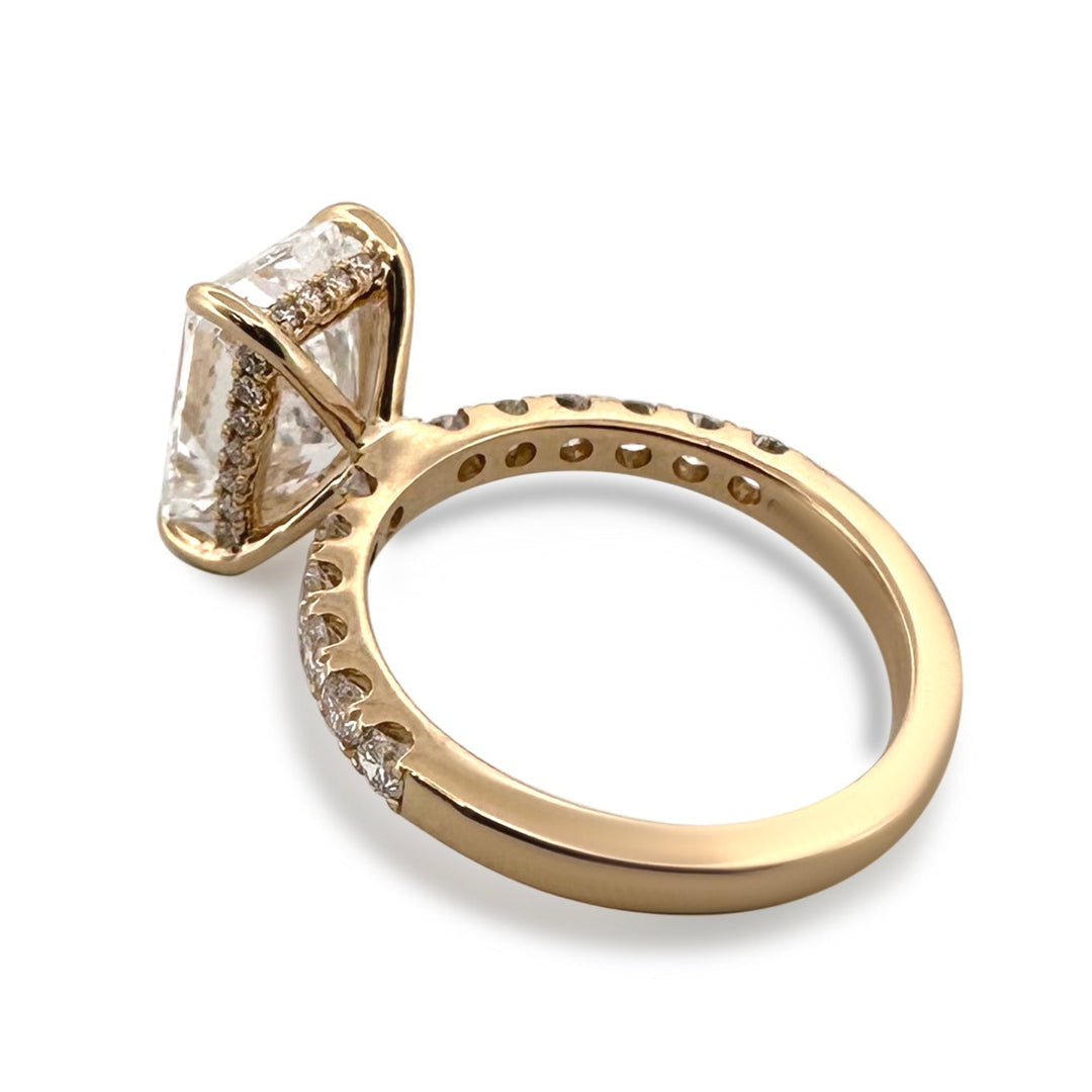 IGI Graded 4.06ct Radiant Cut Center with Hidden Halo Lab-Grown Diamond Engagement Ring in 14k Yellow Gold