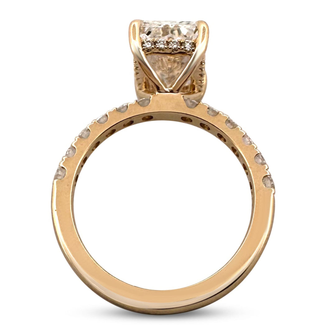 IGI Graded 4.06ct Radiant Cut Center with Hidden Halo Lab-Grown Diamond Engagement Ring in 14k Yellow Gold