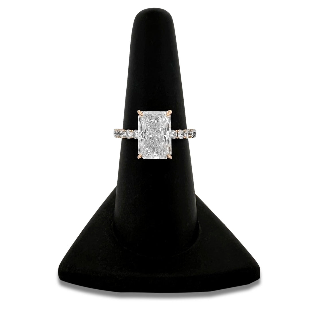 IGI Graded 4.06ct Radiant Cut Center with Hidden Halo Lab-Grown Diamond Engagement Ring in 14k Yellow Gold