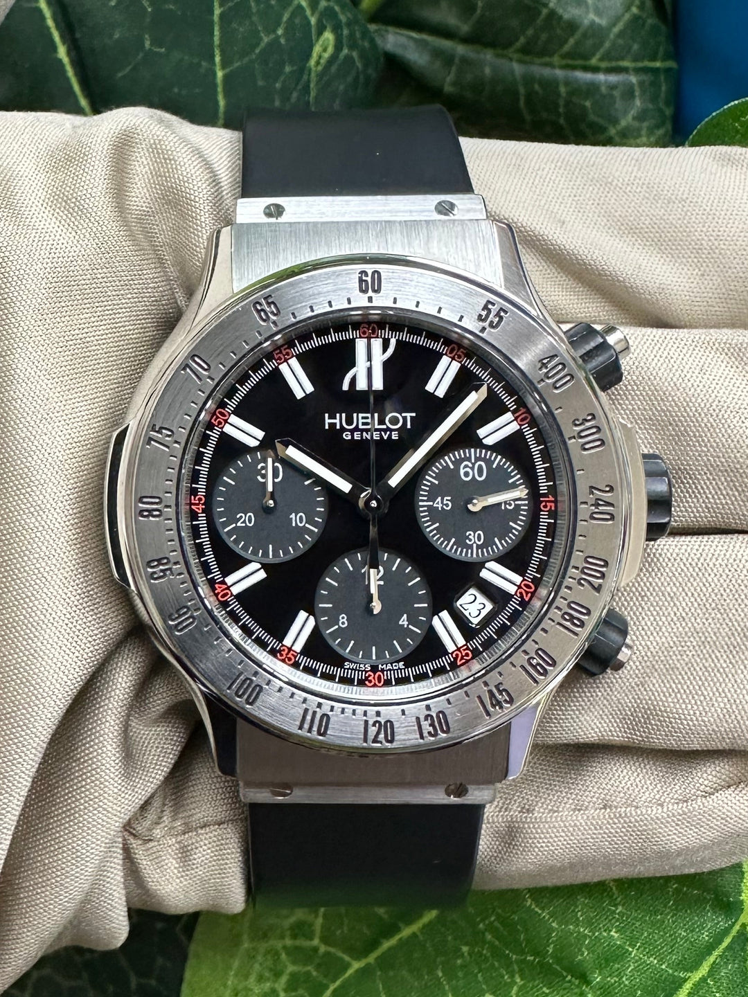 Hublot Super B 42mm Stainless Steel with Rubber Strap Watch with Box