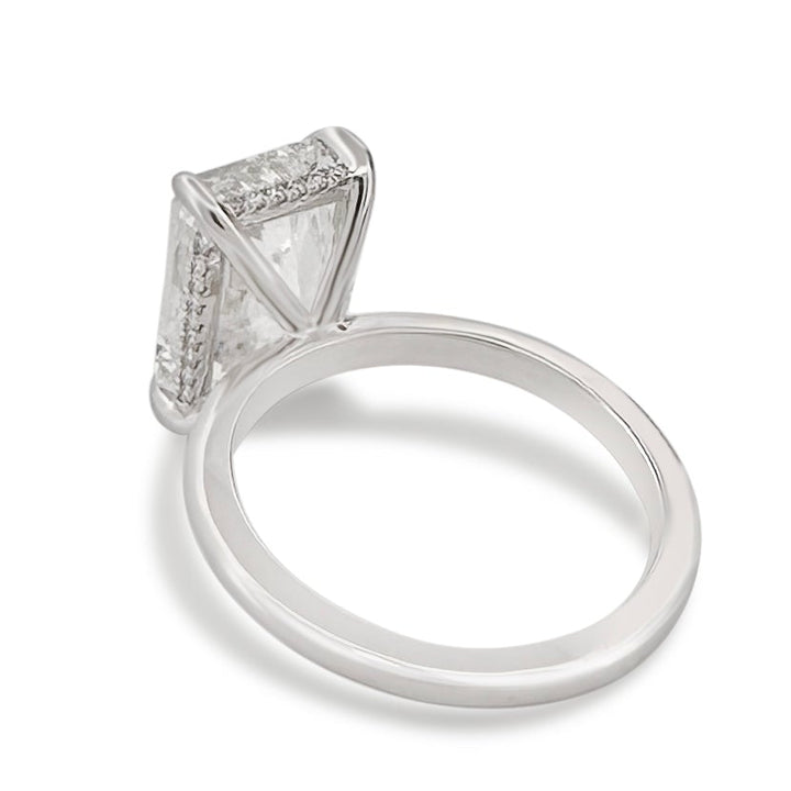 IGI Graded 5ct Radiant Cut with Round Brilliant Hidden Halo Lab-Grown Diamond Engagement Ring in 14k White Gold