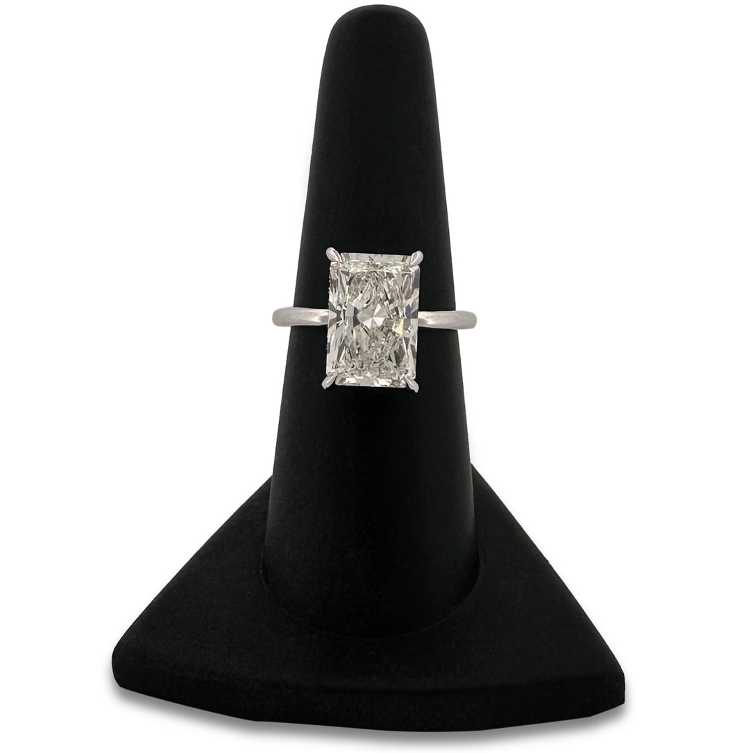 IGI Graded 5ct Radiant Cut with Round Brilliant Hidden Halo Lab-Grown Diamond Engagement Ring in 14k White Gold