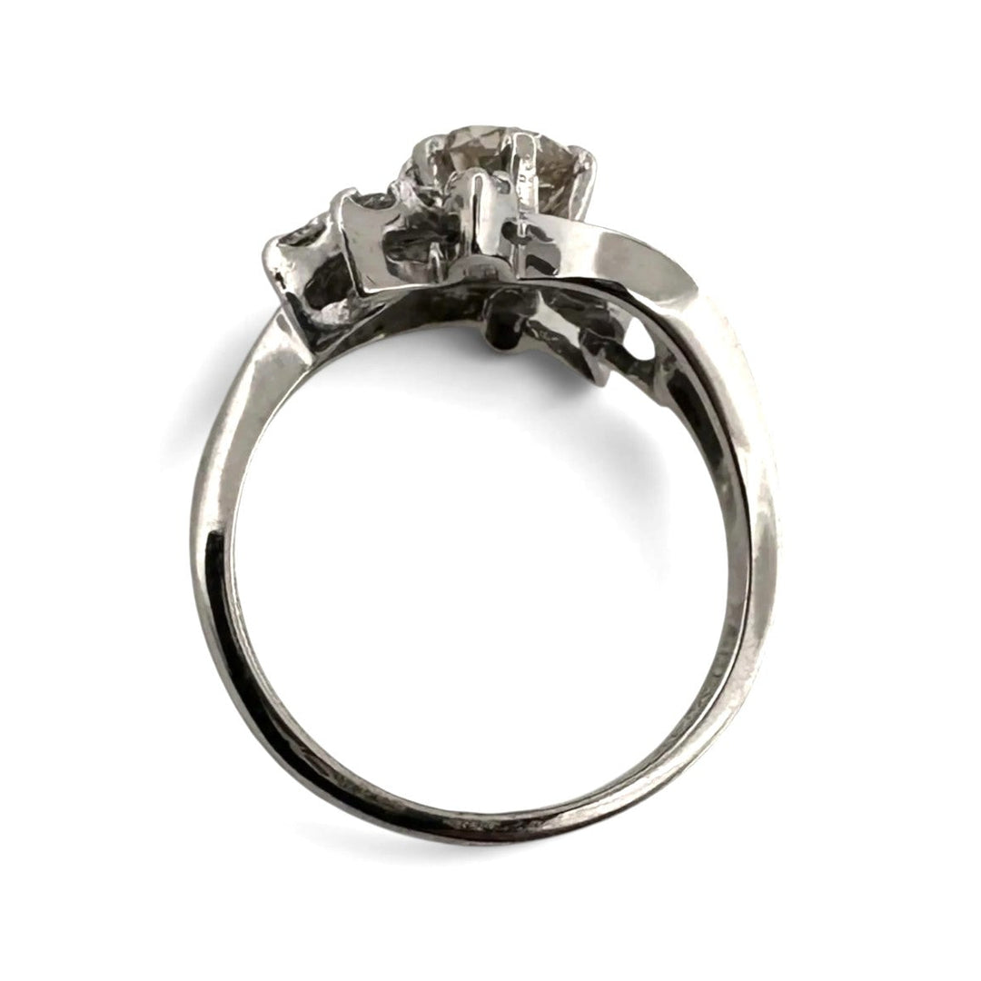Vintage 0.55ct Old European Cut Brown Diamond & Single Cut Diamond Spray Cocktail Ring in 14k White Gold