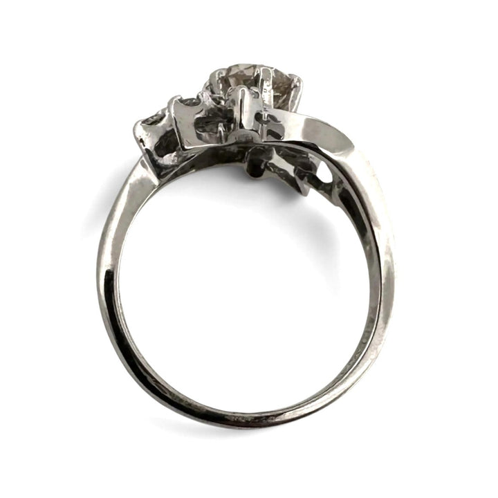 Vintage 0.55ct Old European Cut Brown Diamond & Single Cut Diamond Spray Cocktail Ring in 14k White Gold