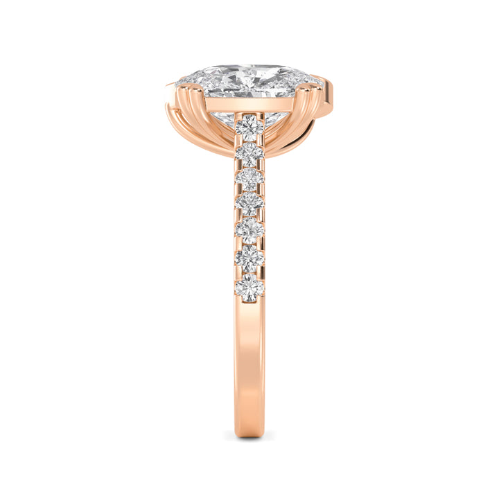 5.27ctw Cushion & Pear Cut with Round Brilliants Lab-Grown Diamond Toi et Moi Ring in 14k Rose Gold