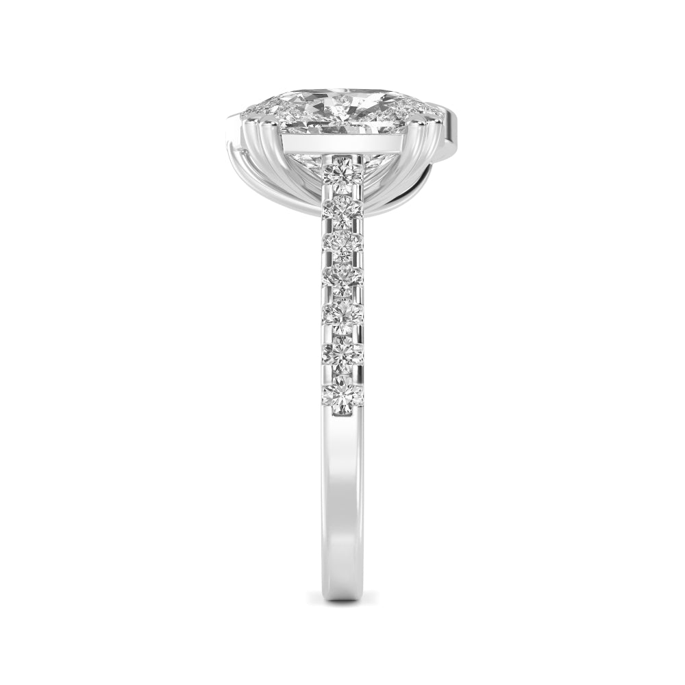 5.27ctw Cushion & Pear Cut with Round Brilliants Lab-Grown Diamond Toi et Moi Ring in 14k White Gold