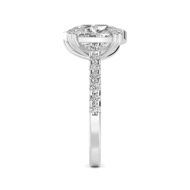 5.27ctw Cushion & Pear Cut with Round Brilliants Lab-Grown Diamond Toi et Moi Ring in 14k White Gold
