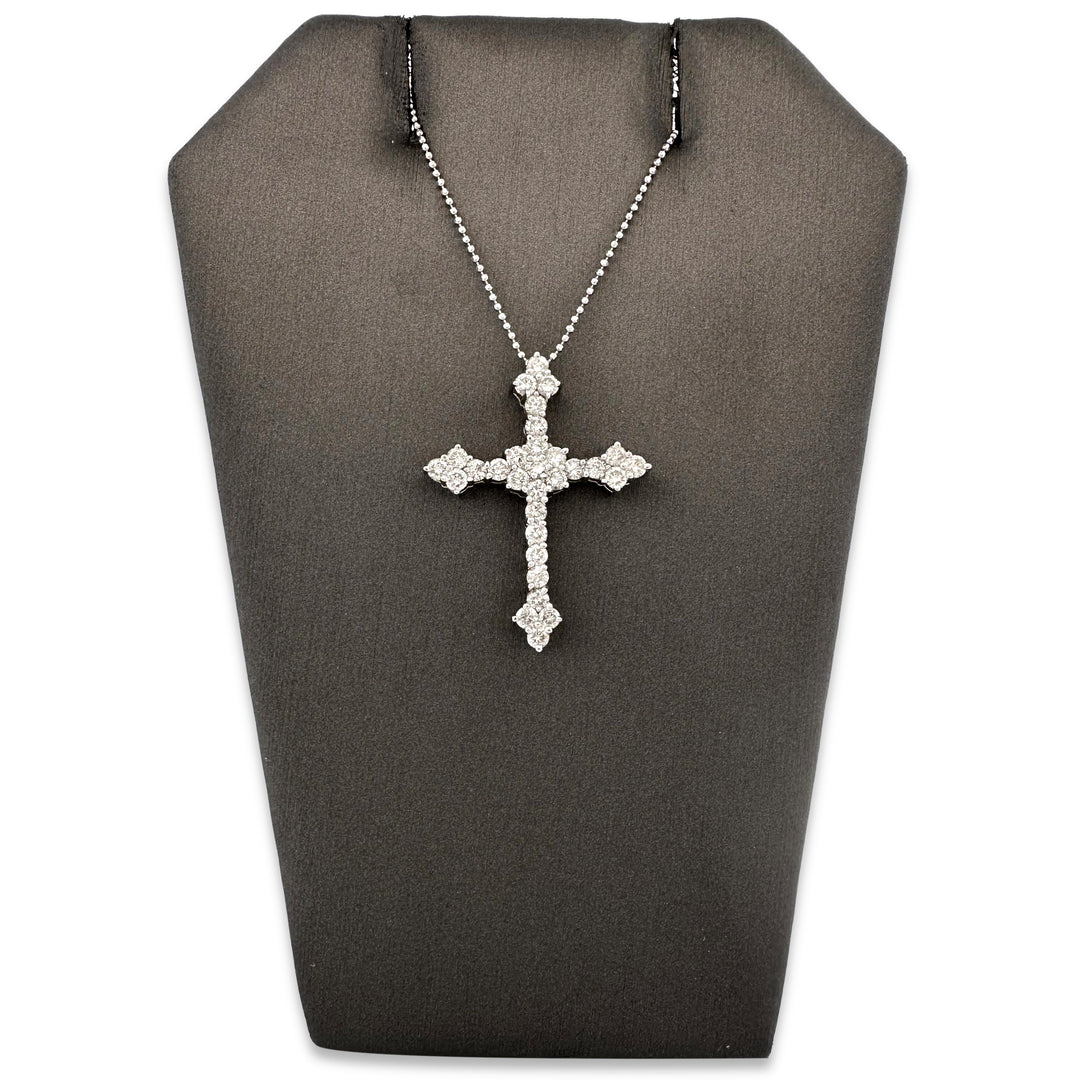 1.50ctw Round Brilliant Cut Natural Diamond Cross Pendant Necklace in 14k White Gold
