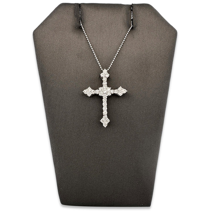 1.50ctw Round Brilliant Cut Natural Diamond Cross Pendant Necklace in 14k White Gold