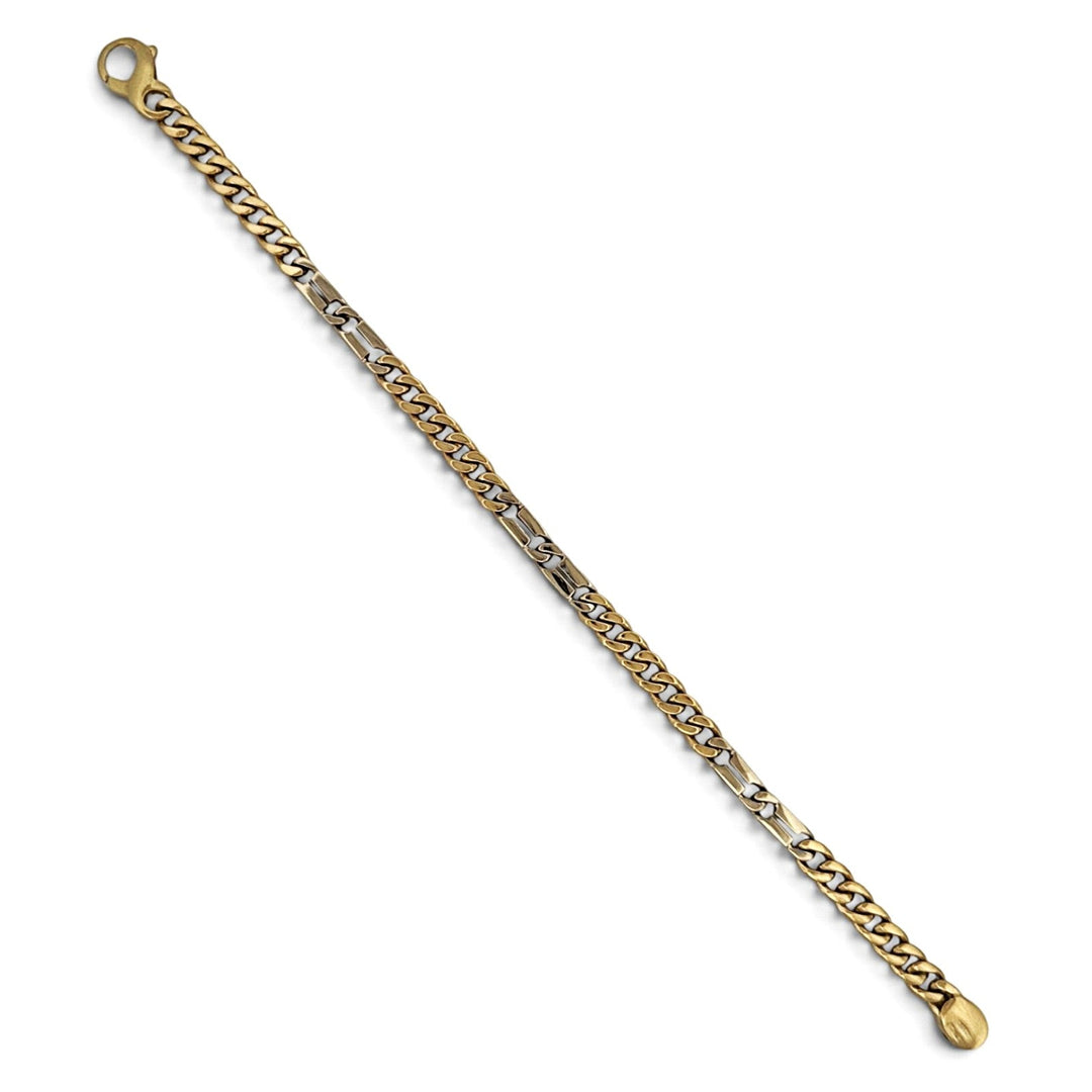 8 Inch Unique Curb Link Bracelet in 14k Two-Tone Gold