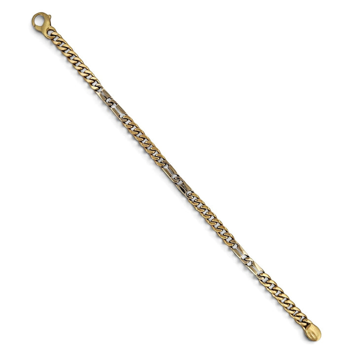 8 Inch Unique Curb Link Bracelet in 14k Two-Tone Gold
