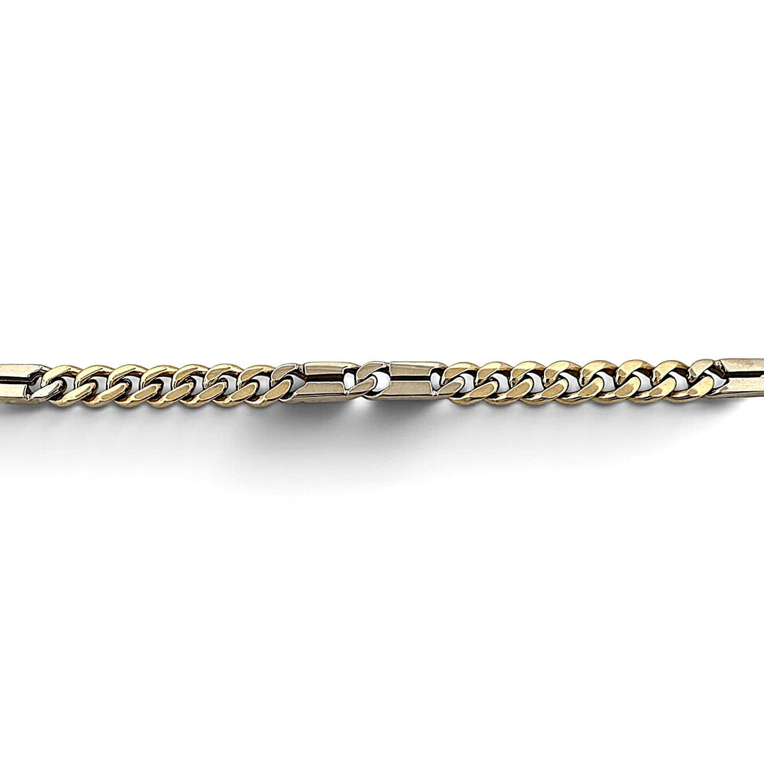 8 Inch Unique Curb Link Bracelet in 14k Two-Tone Gold
