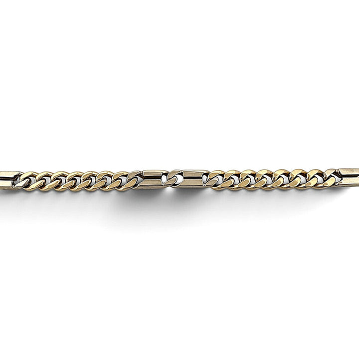 8 Inch Unique Curb Link Bracelet in 14k Two-Tone Gold